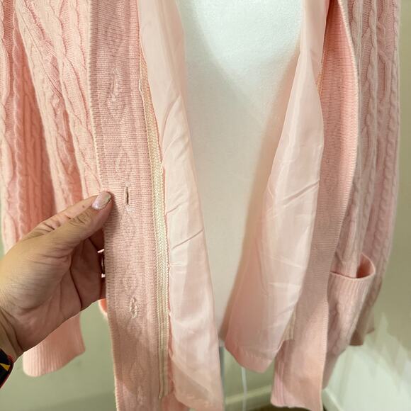 Vintage Angora Blend Pink Cable Knit Cardigan w/Gold Buttons Size M/L Coquette - Picture 8 of 11